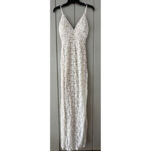 Emerald Sundae Ivory Lace Maxi Dress with Spaghetti Straps
